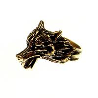 Wolf head bronze ring