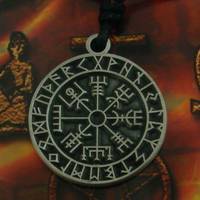 Pewter Pendant Viking compass in rune circle