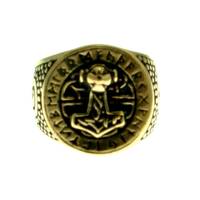 Bronze Ring Thors Hammer with runes
