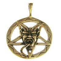 Bronzeanhnger Pentagramm mit Satansfratze