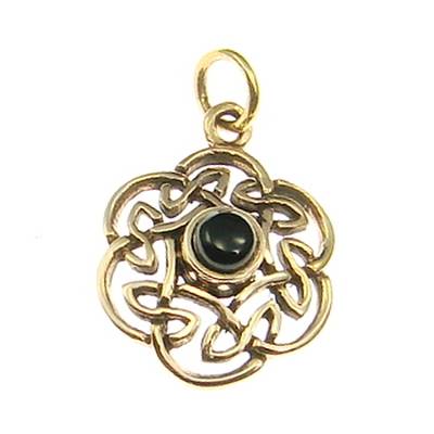 Bronze Pendant celtic knot with black stone