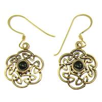 Bronze earring hook celtic knot with stone