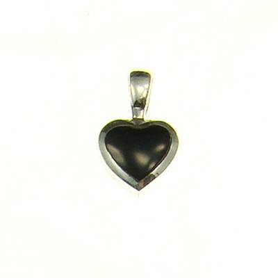 Silver Pendant black heart