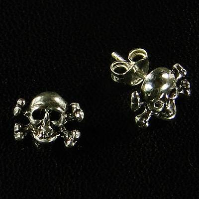 Skull Silver Ear Stud (1 Pair)