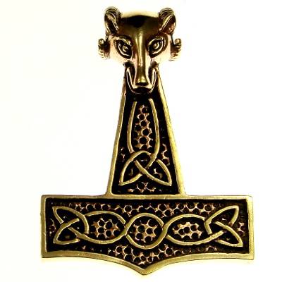 Bronze Pendant Thors Hammer with Ram Head XXL