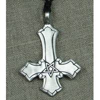 Zinnanhänger Kreuz gedreht mit Pentagramm