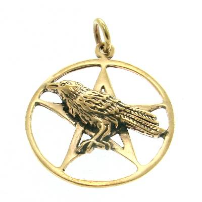 Bronzeanhänger Rabe Pentagramm
