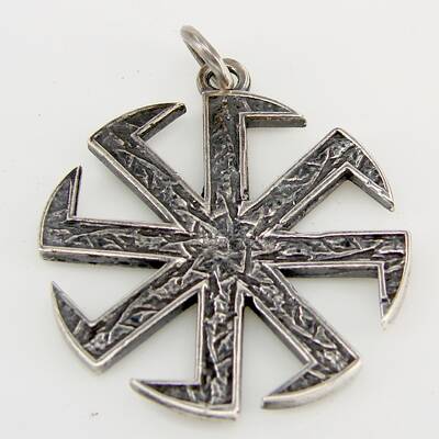 Silver Pendant slavic sun wheel Kolovrat