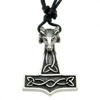 Pewter Pendant Thors Hammer with Ram Head