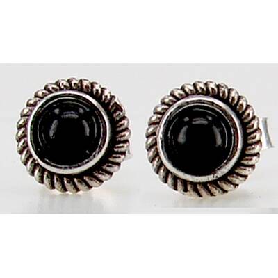 Silber Ohrstecker 8mm mit schwarzem Onyx