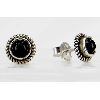 Silber Ohrstecker 8mm mit schwarzem Onyx