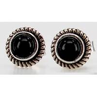 Silber Ohrstecker 8mm mit schwarzem Onyx