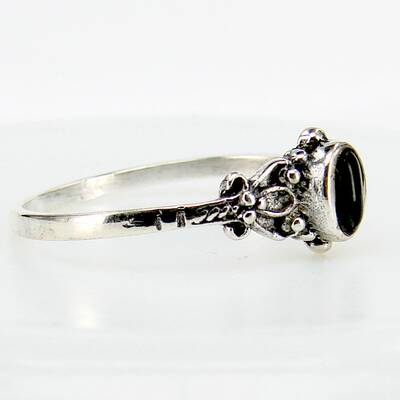 Silberring Ornament mit schwarzem Onyx