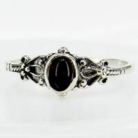 Silberring Ornament mit schwarzem Onyx