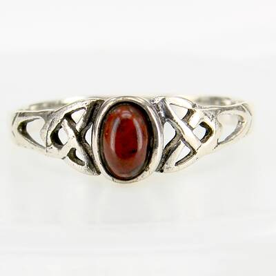 Silberring Triquetas mit rotem Jaspis