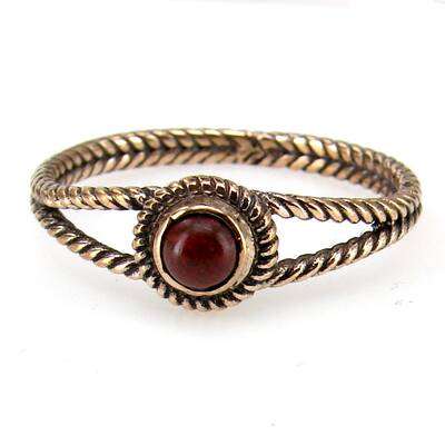 Bronze Ring twisted with red Jasper