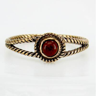 Bronze Ring twisted with red Jasper