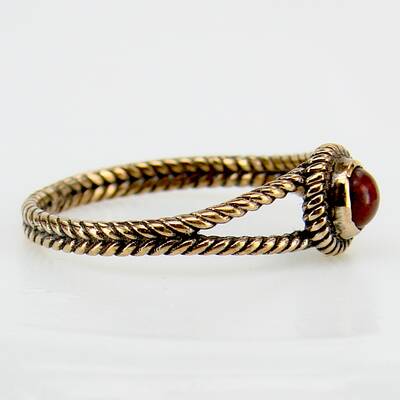 Bronze Ring twisted with red Jasper