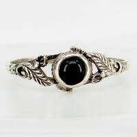 Silberring Blattdesign mit schwarzem Onyx