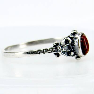 Silberring Blattdesign mit rotem Jaspis