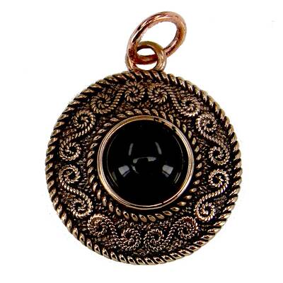 Bronzeanhnger Spiralmuster mit schwarzem Onyx