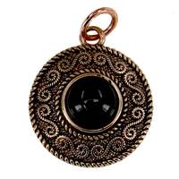 Bronzeanhnger Spiralmuster mit schwarzem Onyx