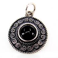 Silberanhnger Spiralmuster mit schwarzem Onyx