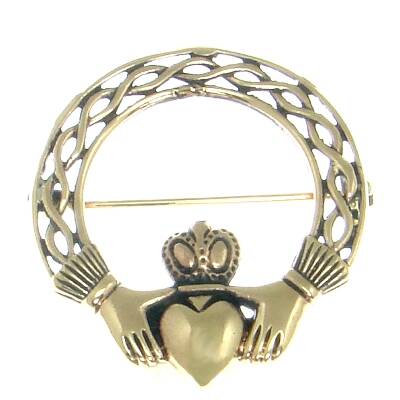 Bronze Brosche Claddagh