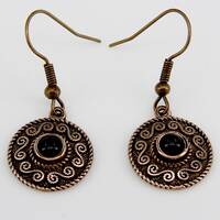 Bronze Ohrhnger Spiralmuster mit schwarzem Onyx
