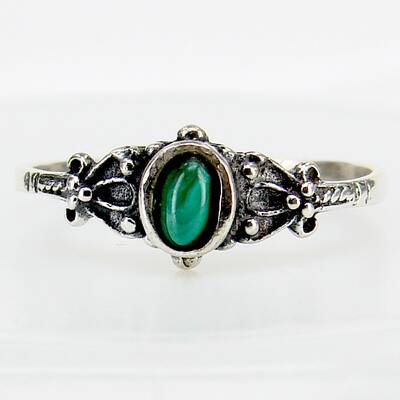 Silberring Ornament mit Malachit