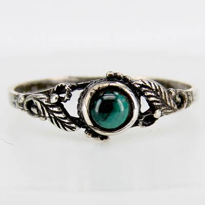 Silberring Blattdesign mit Malachit