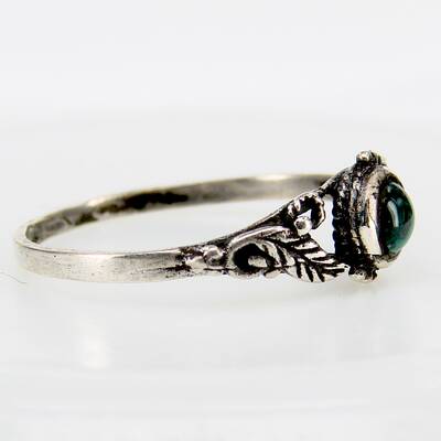 Silberring Blattdesign mit Malachit