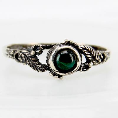 Silberring Blattdesign mit Malachit