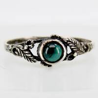Silberring Blattdesign mit Malachit