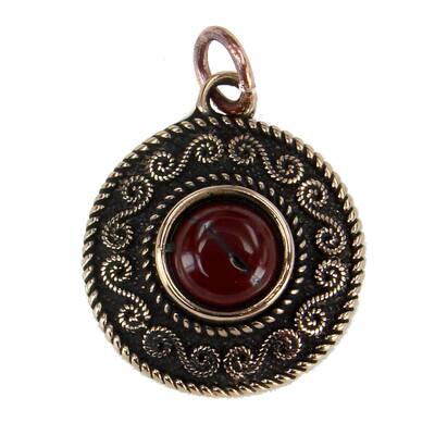 Bronzeanhnger Spiralmuster mit rotem Jaspis