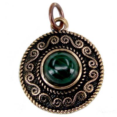 Bronzeanhnger Spiralmuster mit Malachit