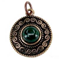 Bronzeanhnger Spiralmuster mit Malachit