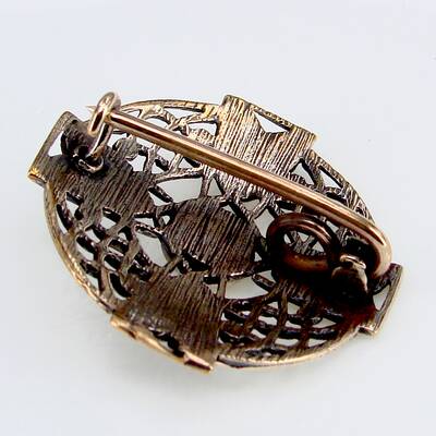 Bronze-Brosche keltisch mit rotem Jaspis