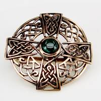 Bronze-Brosche keltisch mit Malachit