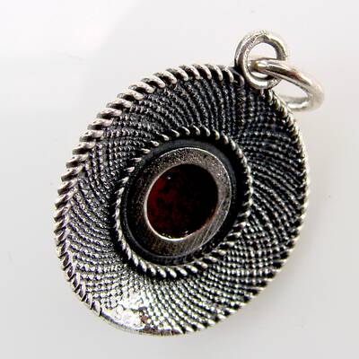 Silberanhnger Spiralmuster mit rotem Jaspis