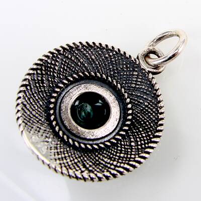 Silver Pendant Spiral Pattern with Malachite Stone