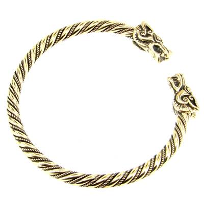 Bronze Wired Bangle Dogs Wolfes small 5.5cm