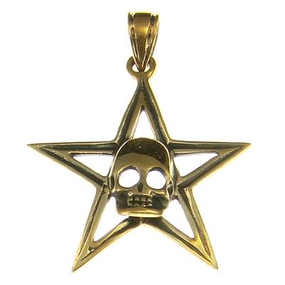 Bronzeanhänger Pentagramm mit Totenkopf -Auslaufmodell-