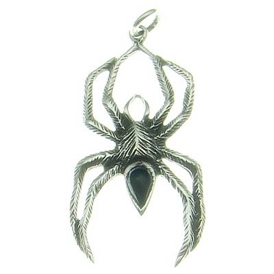 Spider Silver Pendant with Stone