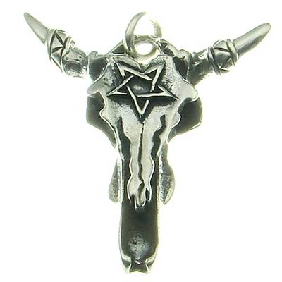 Silberanhänger Stierschädel mit Pentagramm