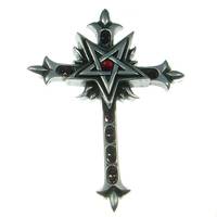 Zinnanhänger (groß) Kreuz mit Pentagramm