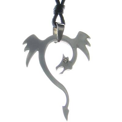 Stainless Steel Pendant Dragon with Stone
