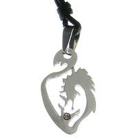 Stainless Steel Pendant Dragon with Stone