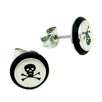 Stainless Steel Stud Earring Skull&Bones