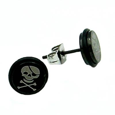 Stainless Steel Stud Earring Pirate black